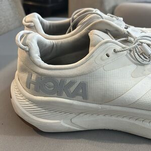 Hoka Men's White Athletic Trainers with Gray Logo